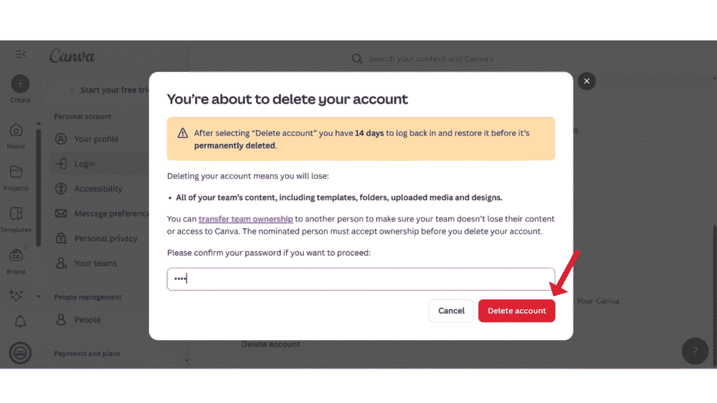 close-canva-account