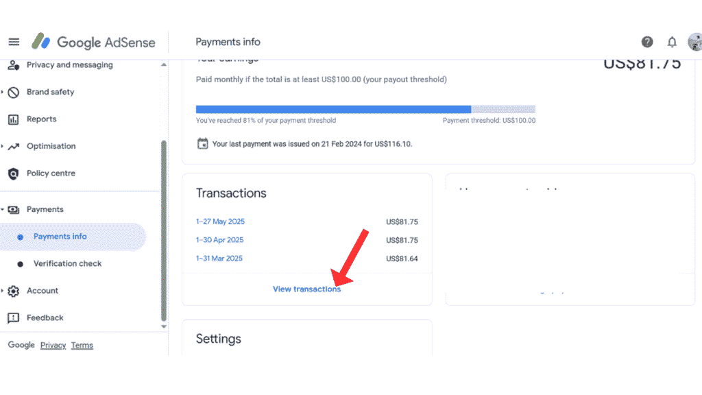 view-google-adsense-transactions