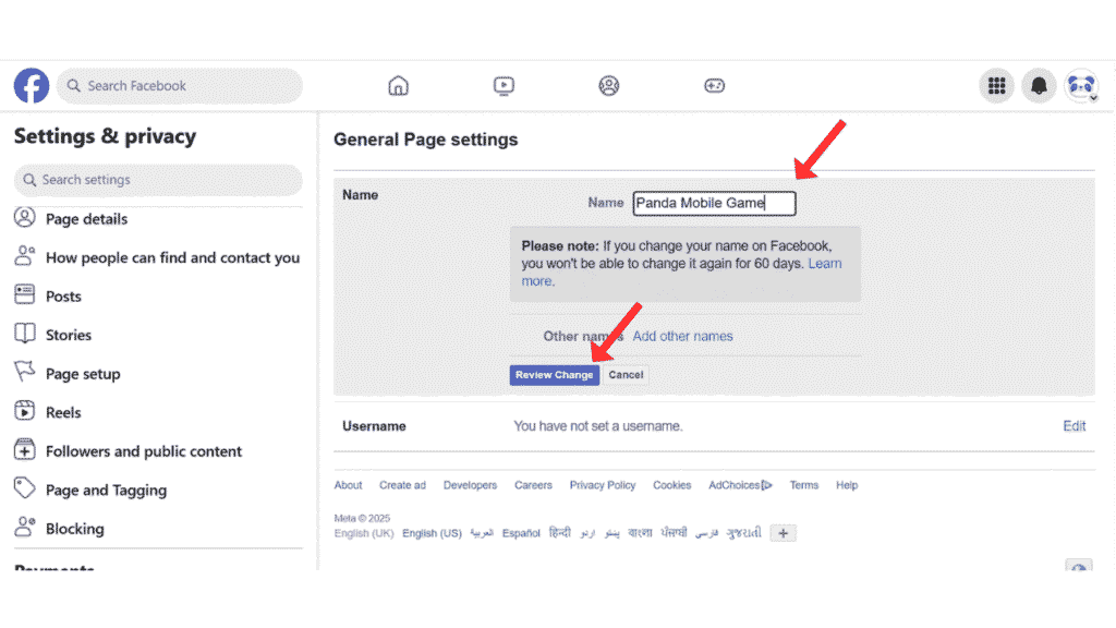 change-facebook-page-name