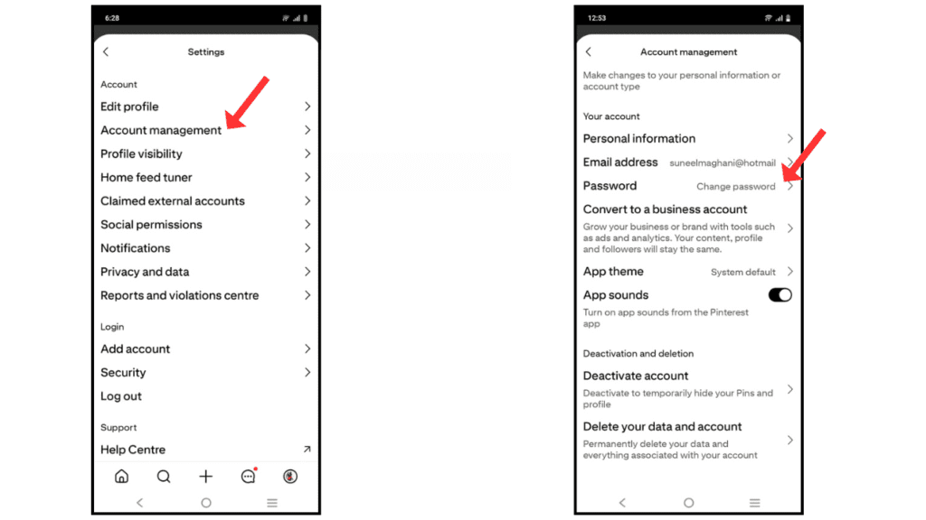change-pinterest-password