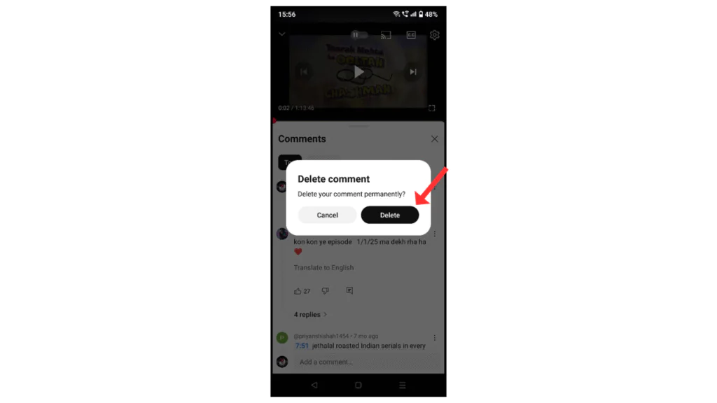 confirm-delete-youtube-comments