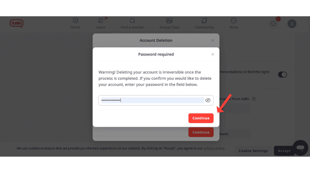 confirm-to-delete-italki-account