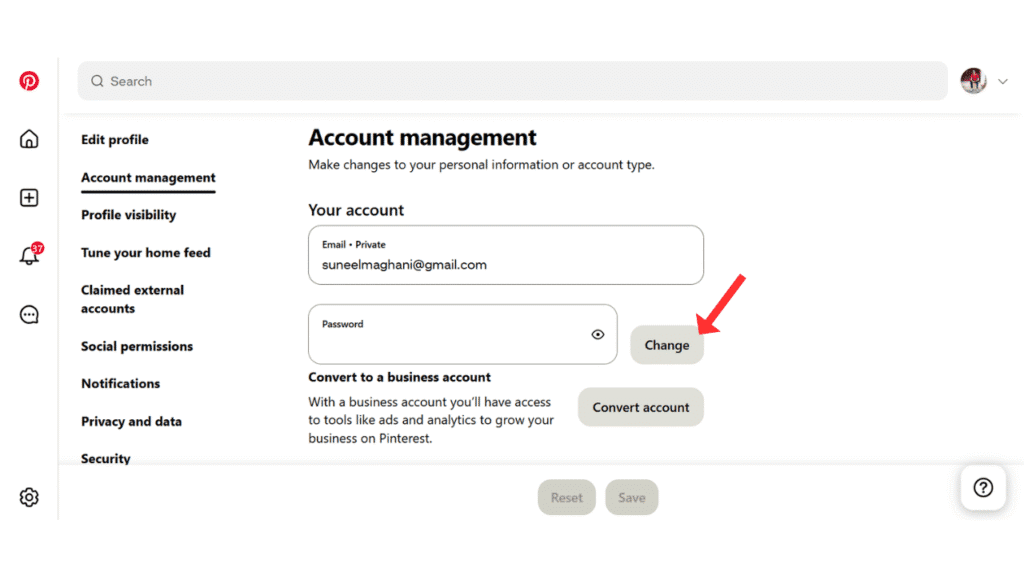 pinterest-change-password-option