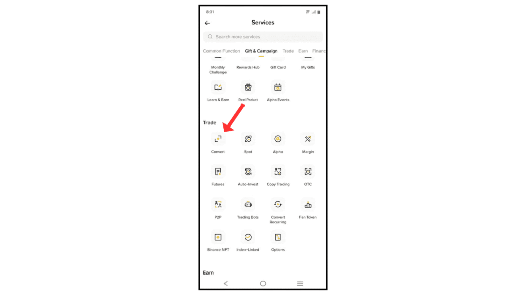 binance-convert-menu