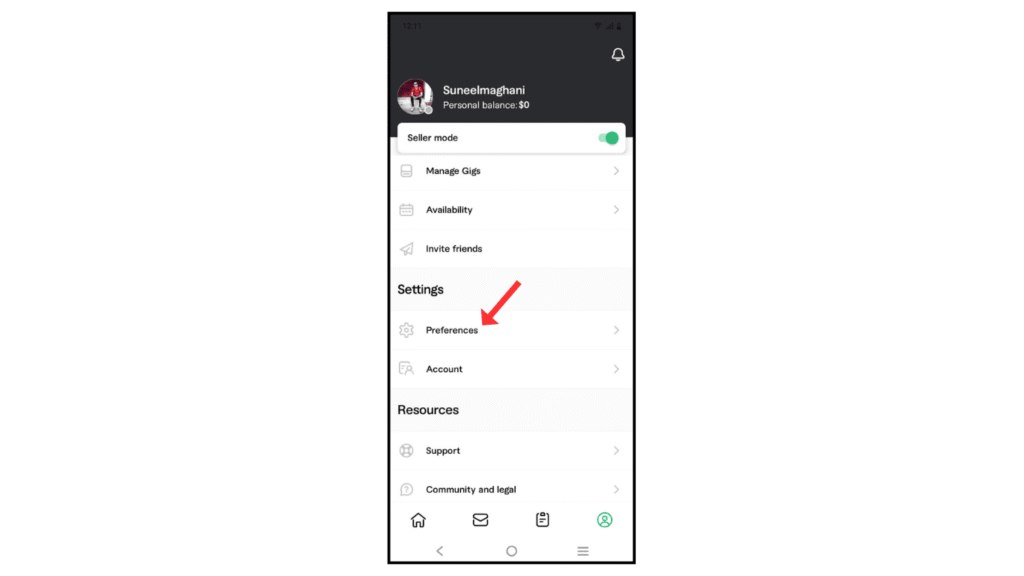 fiverr-preference-settings