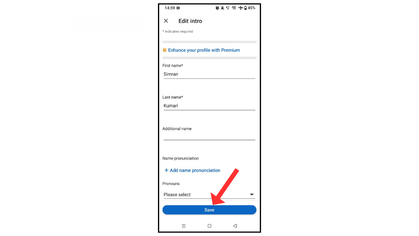 change linkedin name