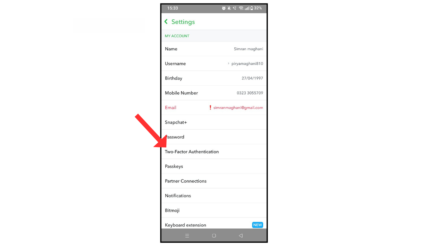 snapchat two factro verification