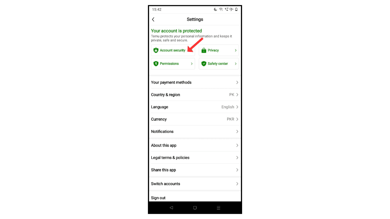 temu-account-security-settings