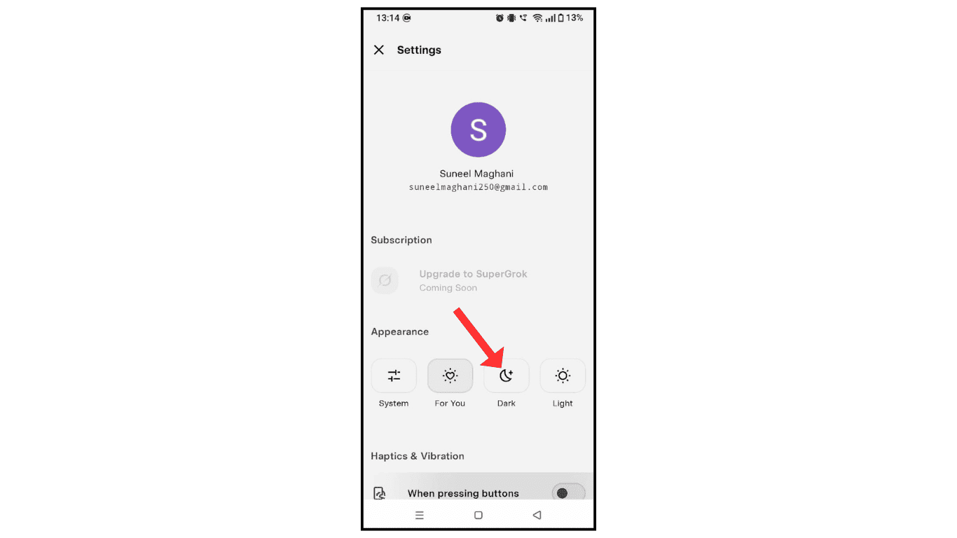 trun-on-dark-mode-on-grok